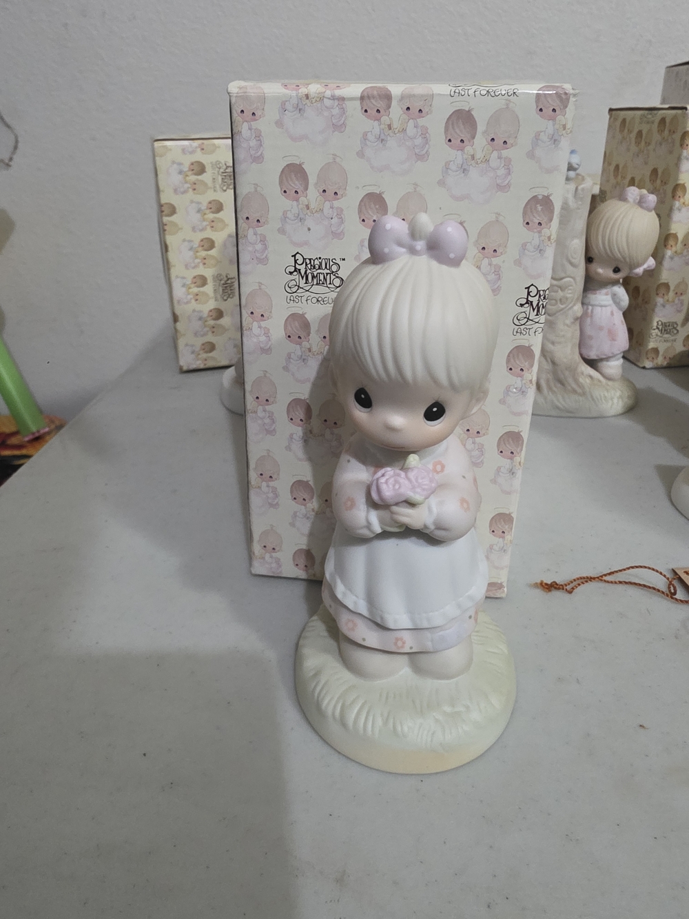 Precious Moments Porcelain Girl Figurine - Pink, White, Cream